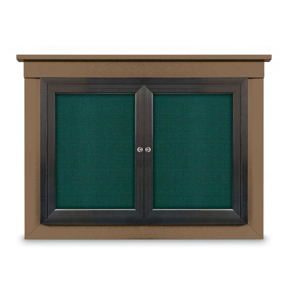 72"x36" 3-Door Enclosed Outdoor Letterboard, Hdr, Blue Felt/Satin
